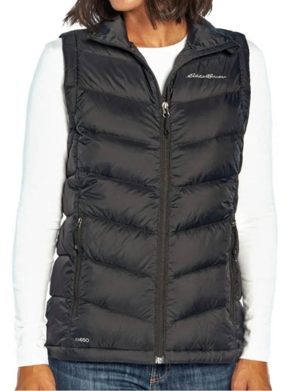 Eddie Bauer Black Packable Quilted Down Vest